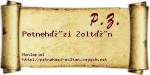 Petneházi Zoltán névjegykártya